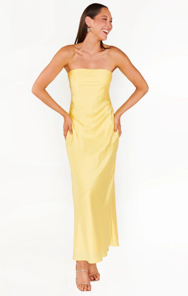 Taylor Tube Dress ~ Yellow Luxe Satin | Show Me Your Mumu
