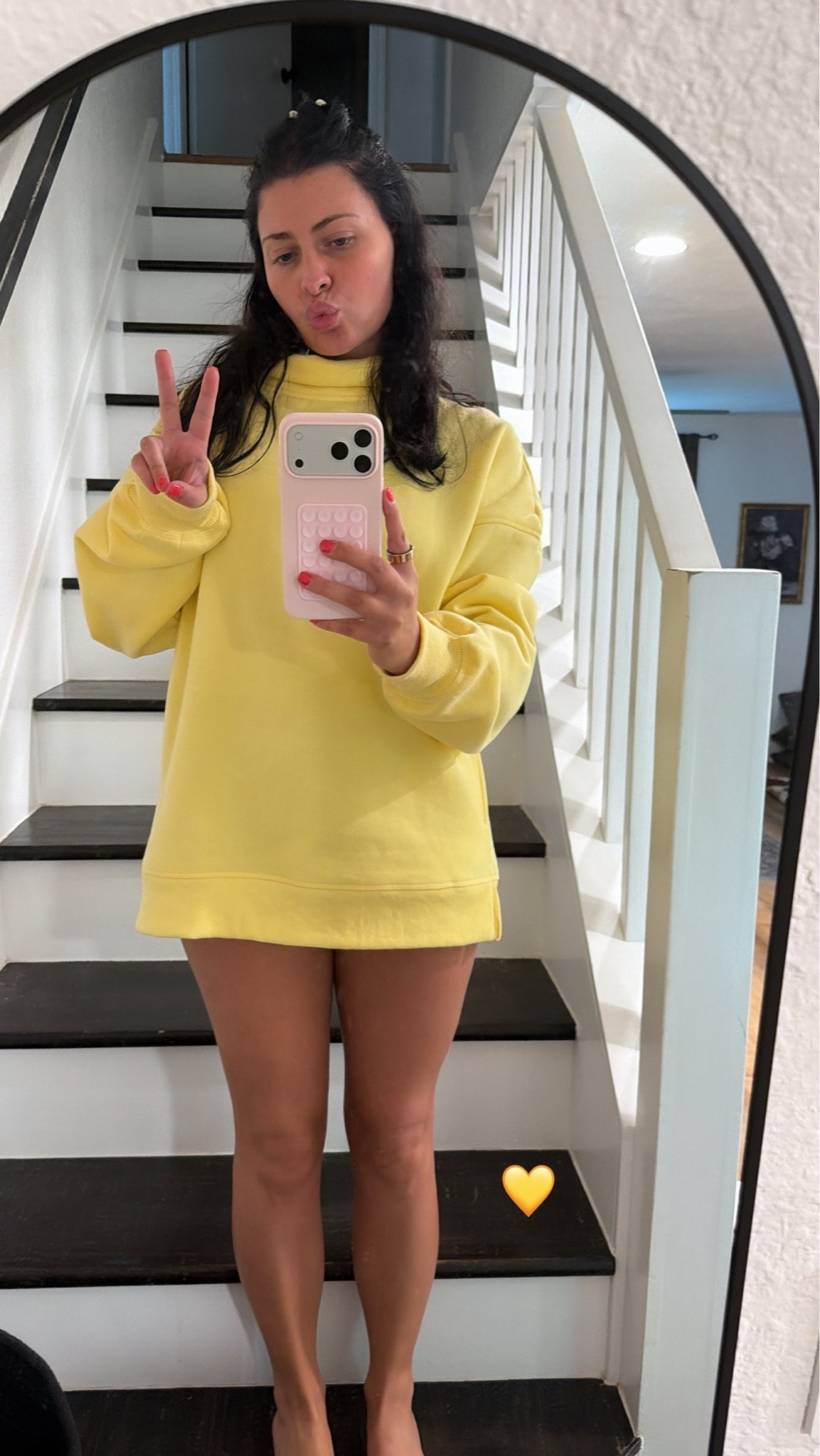 amazon mockneck! size down!

mockneck, yellow, spring