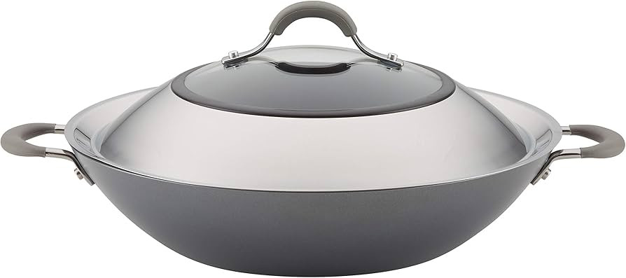 Circulon 81402 14-Inch Side Handles Hard Anodized Aluminum Wok, 14 Inch, Oyster Gray | Amazon (US)