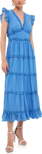 Endless Rose Ruffle Detail Tiered Midi Dress | Nordstrom | Nordstrom
