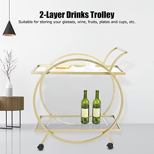 Bar Cart, Gold Industrial Modern Wine Bar Serving Cart for Home Trolley Rolling Bar Cart with Wheels | Amazon (US)