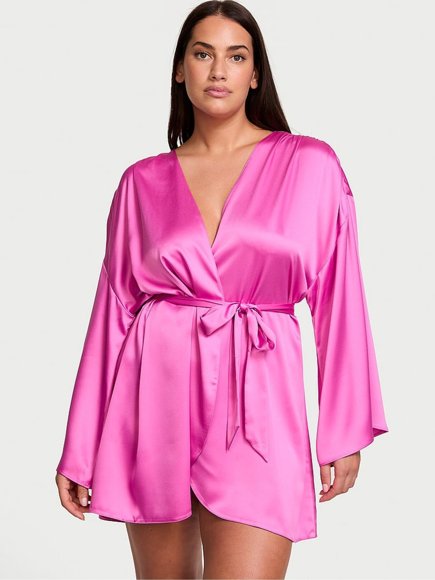 New Peony Pink Satin Short Robe | Victoria's Secret UK | Victoria's Secret UK
