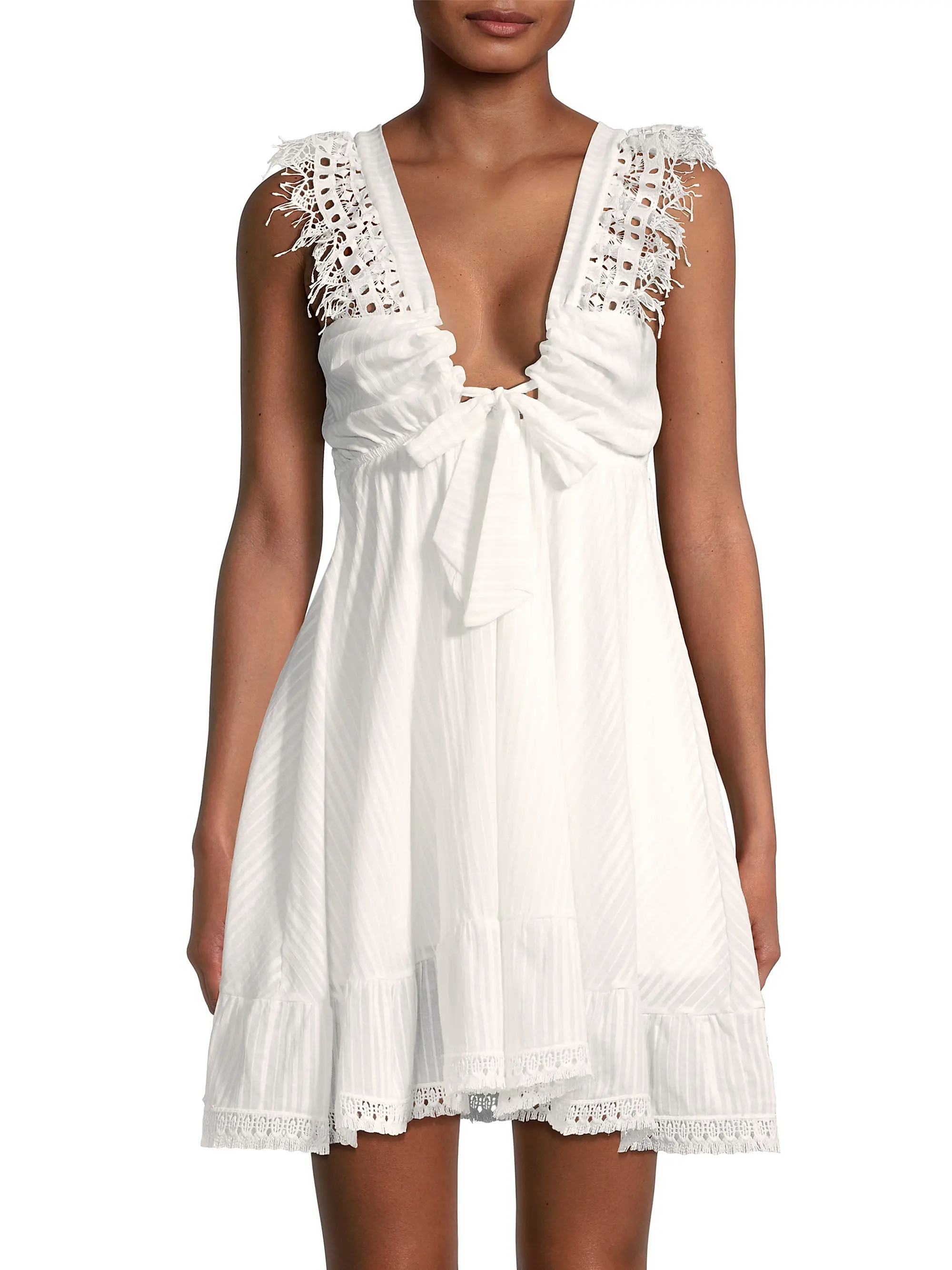 Farrah Lace Trim Mini Dress | Saks Fifth Avenue