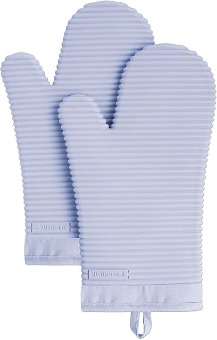 KITCHENAID Ribbed Soft Silicone Oven Mitt 2-Pack Set, 7.5"x13", Lavender Cream | Amazon (US)