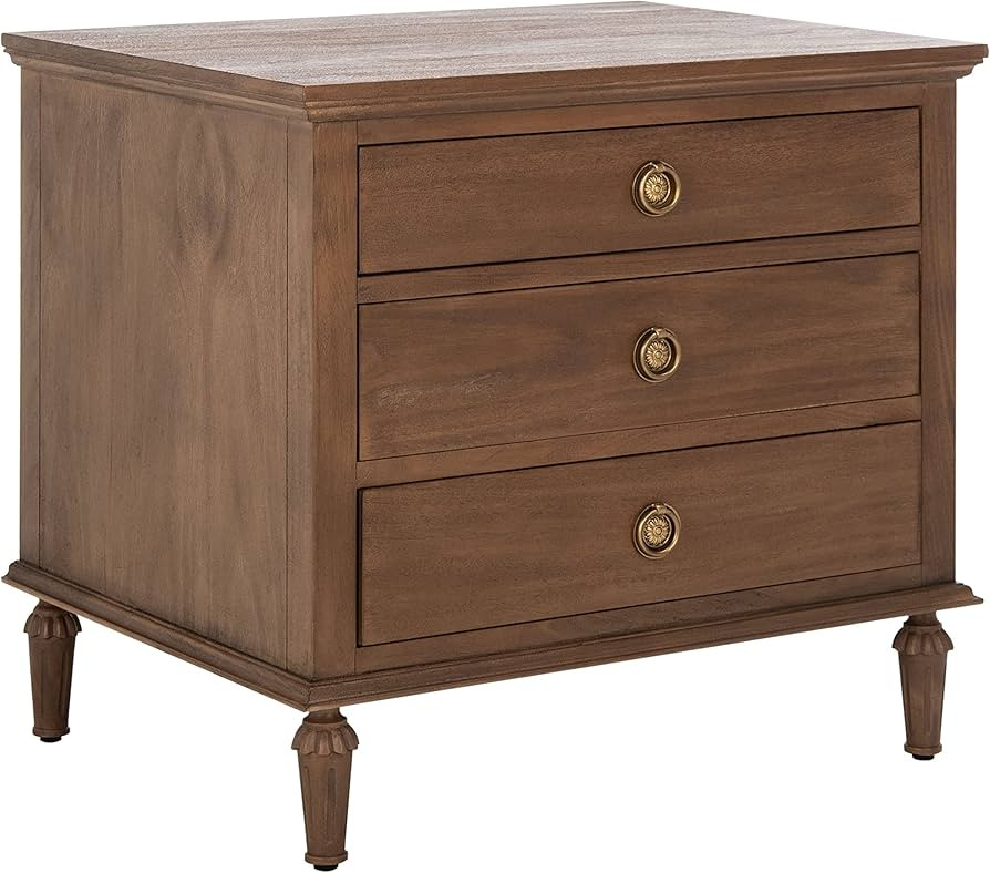 SAFAVIEH Brown (Fully Assembled) Couture Home Collection Lisabet 3-Drawer Wood Nightstand | Amazon (US)