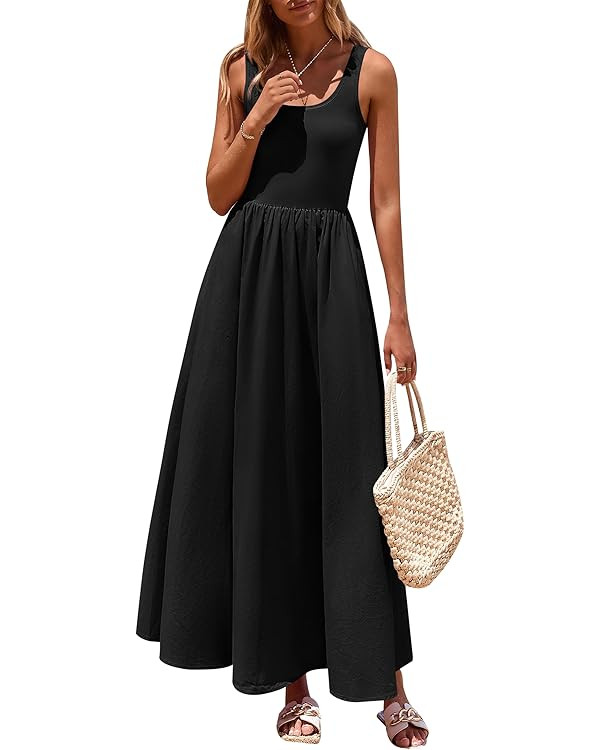 PRETTYGARDEN Womens Summer Casual Scoop Neck Sleeveless Long Dresses Tank Top Patchwork Aline Swi... | Amazon (US)