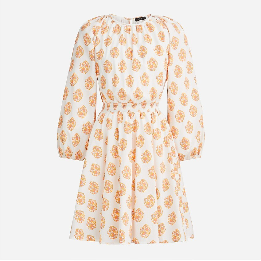 Smocked-waist mini dress in gathered floral block print | J. Crew US