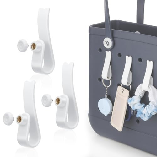 Lenink Hook Accessories Compatible with Bogg Bag, 3 Pack Insert Charm Keychain Holder for Beach Totes Bags, Hanging Keys, Water Bottles (White) | Amazon (US)
