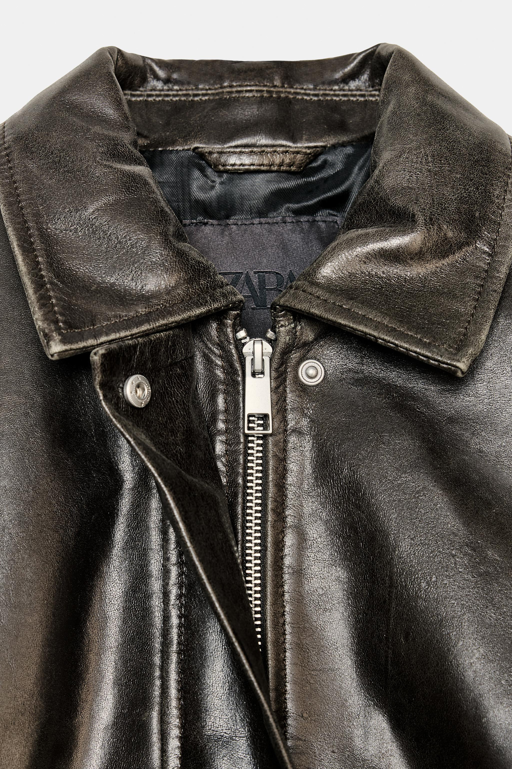 100% LEATHER BOMBER JACKET ZW COLLECTION LIMITED EDITION | Zara UK