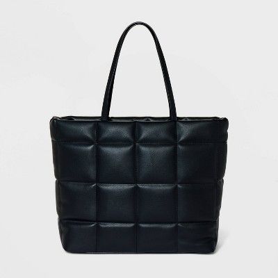 Quilted Athleisure Soft Tote Handbag - A New Day™ Black | Target