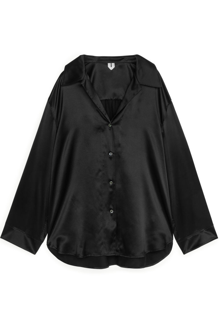 H & M - Silk Shirt - Black | H&M (UK, MY, IN, SG, PH, TW, HK)