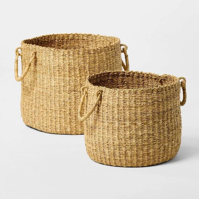 Set of 2 Round Woven Baskets Beige - Threshold™ designed with Studio McGee | Target