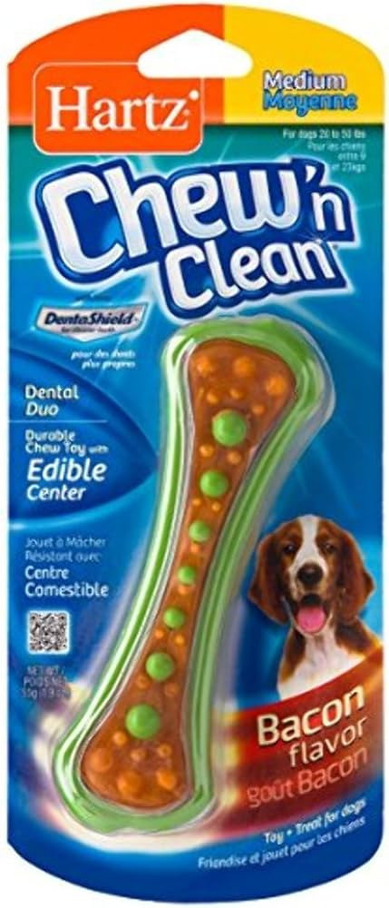 HARTZ Chew 'n Clean Dental Duo Bacon Flavored Dog Chew Toy - 1 Count(Pack of 1),Medium | Amazon (US)