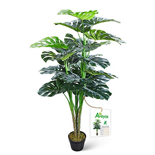 Aveyas 4.5ft Artificial Monstera Deliciosa Adansonii Tree in Plastic Nursery Pot, Fake Tropical Spli | Amazon (US)