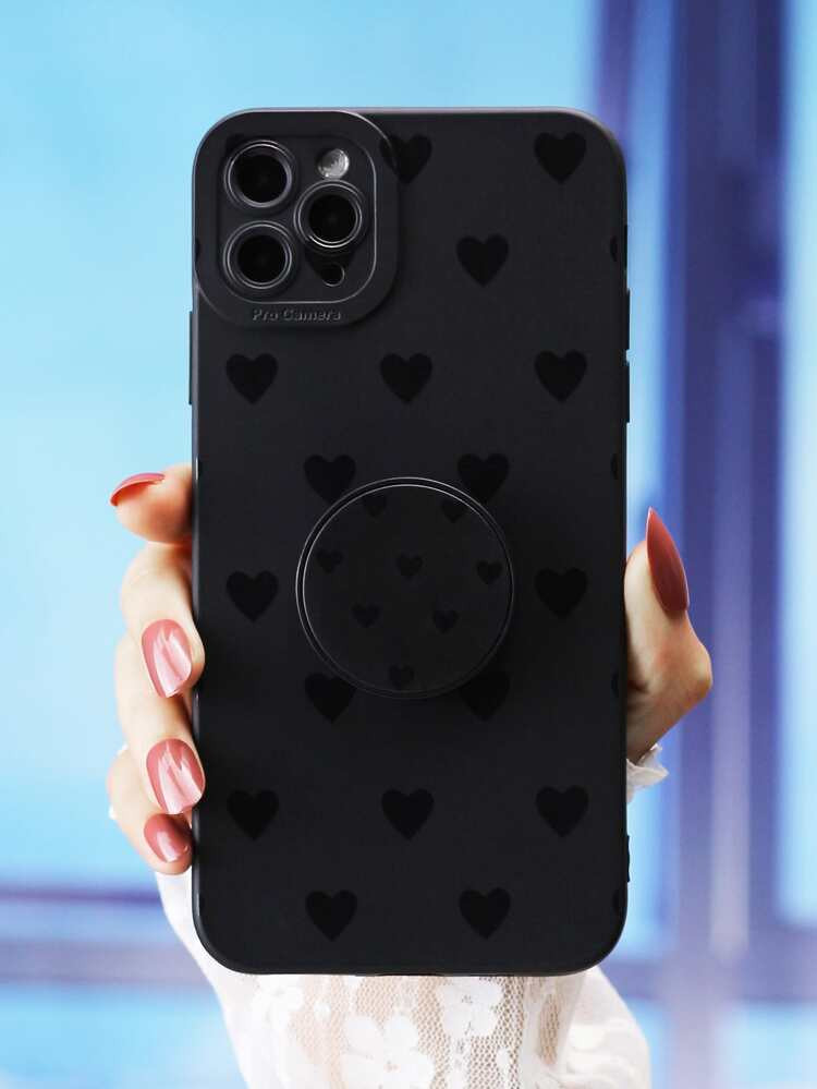 Telefoonhoesje met hartprint en opvallend telefoonhandvat | SHEIN