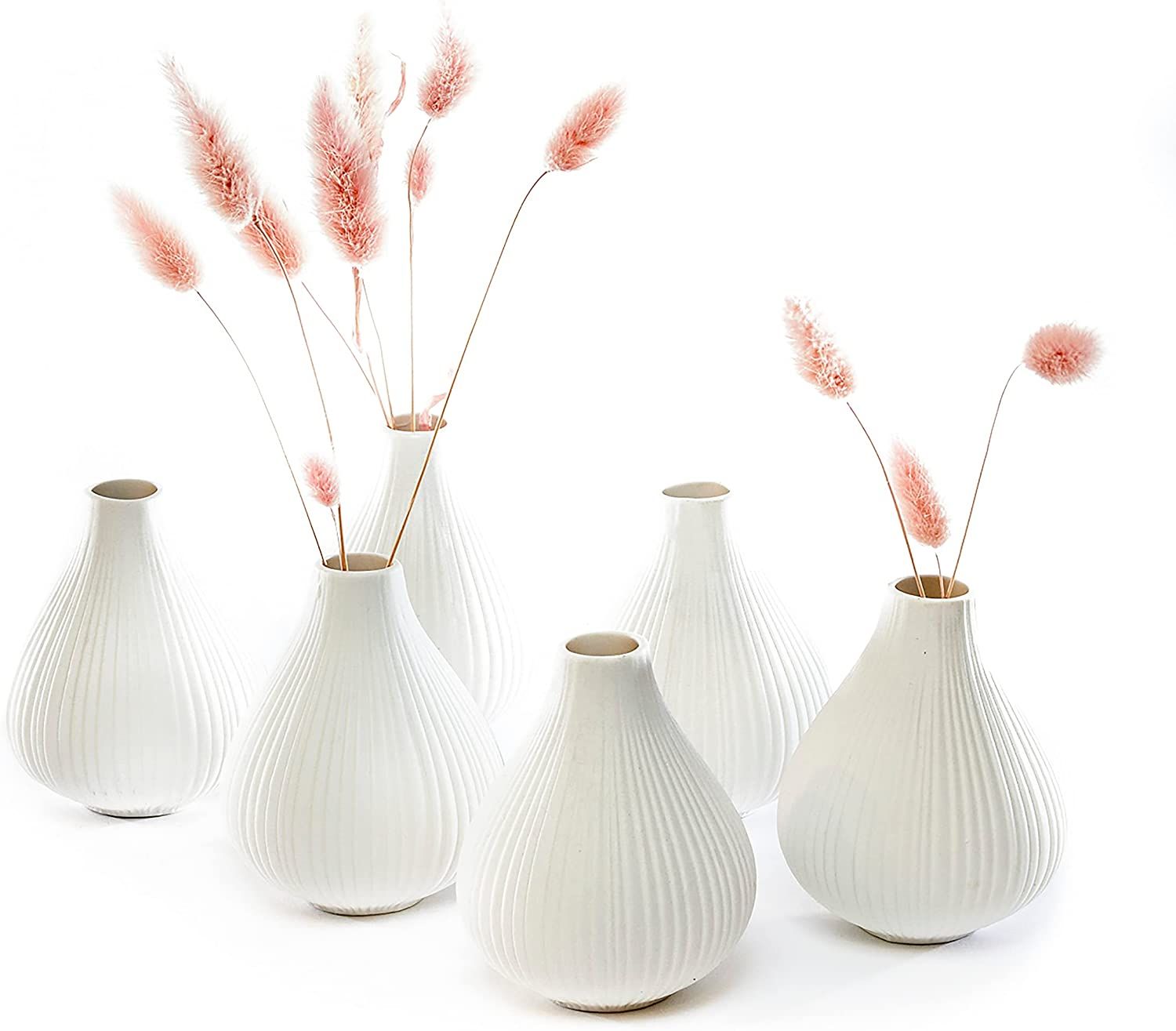 Chive ‘Frost’ Ceramic Flower Vase — Set of 6 Beautiful Small Bud Vases for Flowers & House ... | Amazon (US)