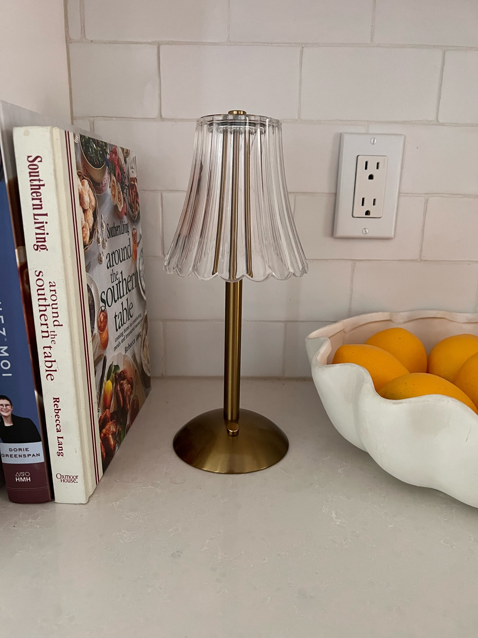 Amazon scallop small gold rechargeable lamp under $30