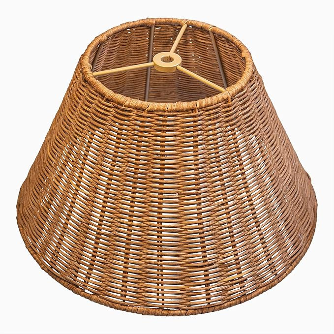 Small lamp shades woven boho wicker lampshades, DIY Natural rattan Hand Crafted Lamp Cover,empire... | Amazon (US)