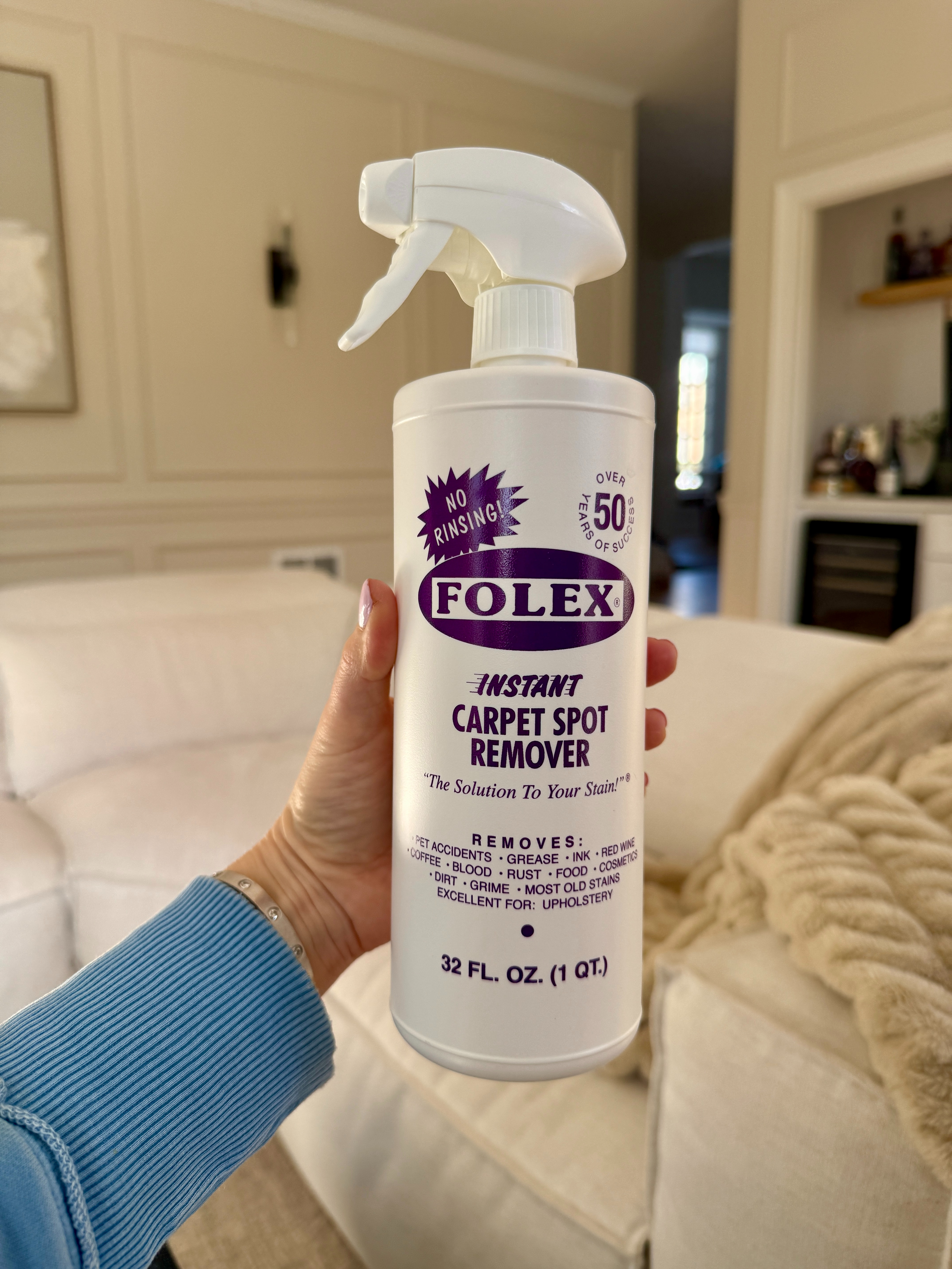 Instant carpet & upholstery spot remover = the reason I dared to buy white couches 🤍✨

Seriously — this is why my white couches are still white. It removes spills and spots instantly without soaking fabric or leaving residue. From everyday messes to unexpected spills, it works fast and keeps everything looking fresh.

A total must-have if you love light furniture but still live real life (kids, pets, guests 🙃).

✨ Pro tip: Blot first, spray lightly, then dab — don’t rub — for best results.

#LTKhome #LTKfinds #WhiteCouchApproved #HomeMustHave #CleaningEssentials #MomLifeHacks #PetFriendlyHome 

 #LTKmomlife #LTKHome #LTKKids