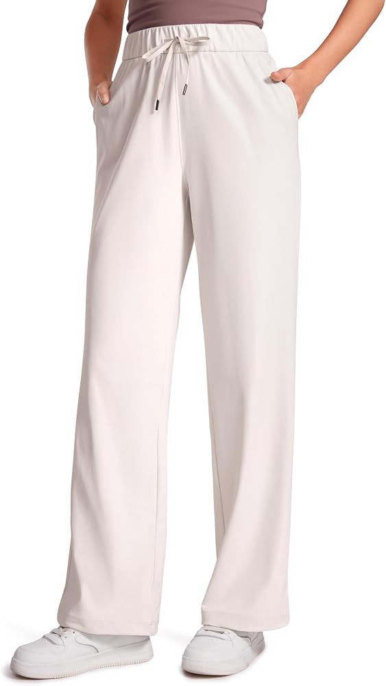 CRZ YOGA 4-Way Stretch Casual Pants for Womens 30.5" Straight Wide Leg Work Pants with Pockets | Amazon (US)