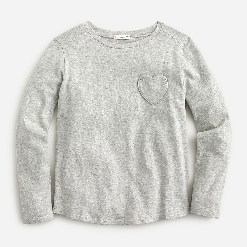Girls' long-sleeve heart-pocket T-shirt | J. Crew US