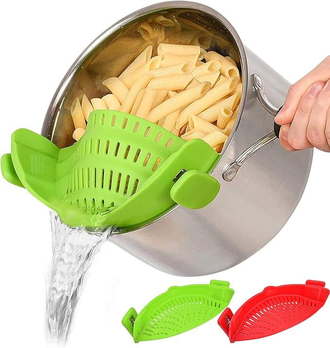 Snap Strainer, 2 PACK Silicone Food Strainers Heat Resistant Clip On Strain Strainer Rice Colande... | Amazon (US)