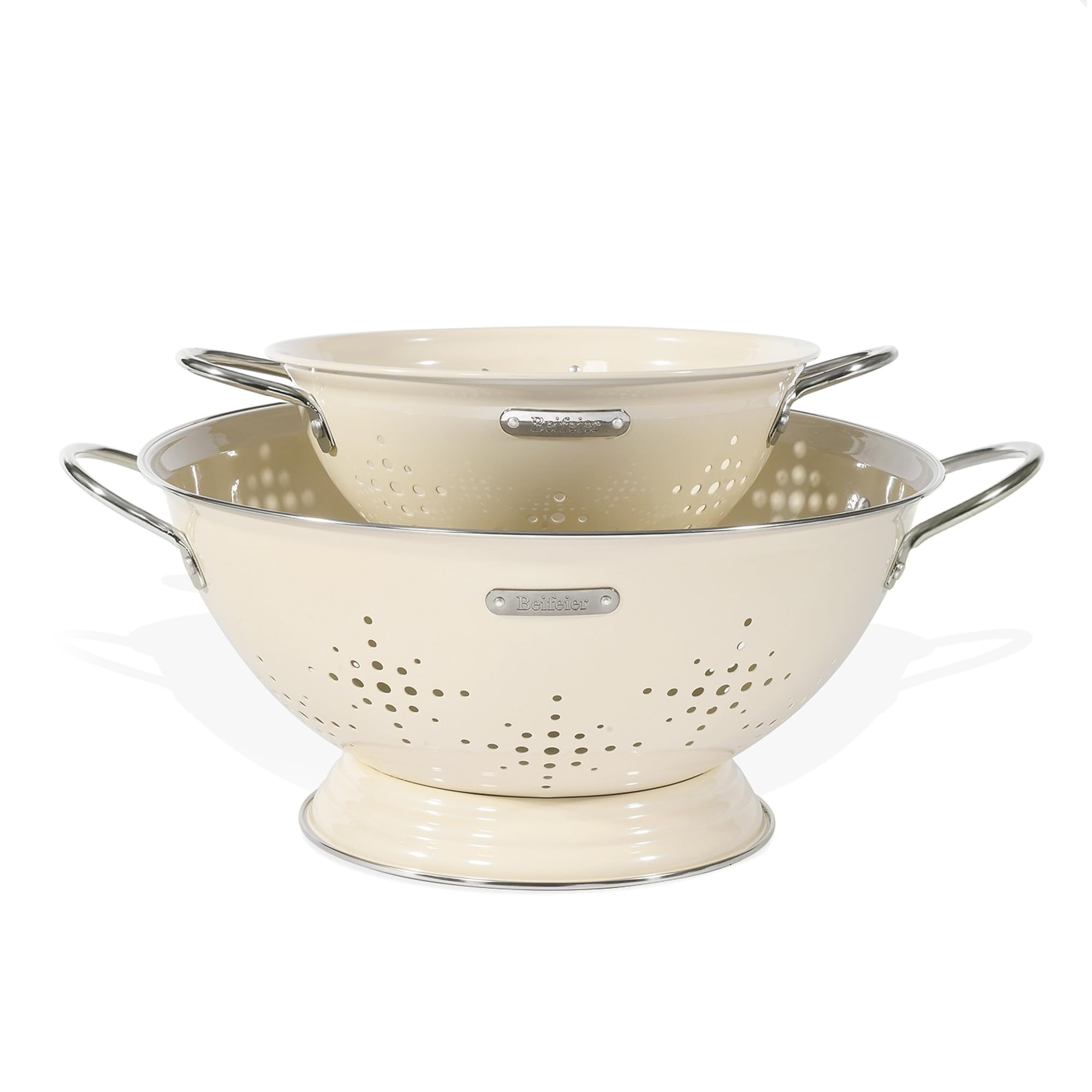 Metal Colander 2 Pack, Strainer Bowel with Handles 2Qt & 6Qt Powder Coated Solid Ring Base Heavey... | Amazon (US)