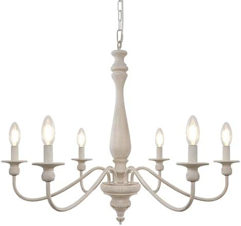 Distressed White French Country Chandelier 8 Lights Rustic Farmhouse Chandelier for Dining Room L... | Amazon (US)