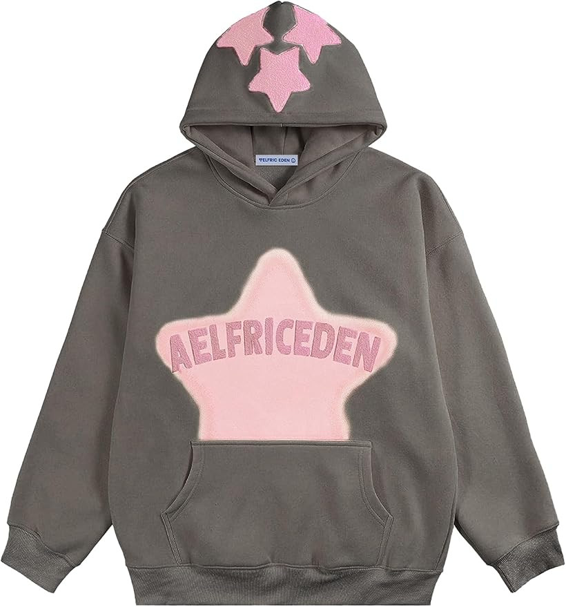 Aelfric Eden Womens Graphic Hoodies Pink Star Print Hoodie Unisex Oversized Hoodies Long Sleeve P... | Amazon (US)