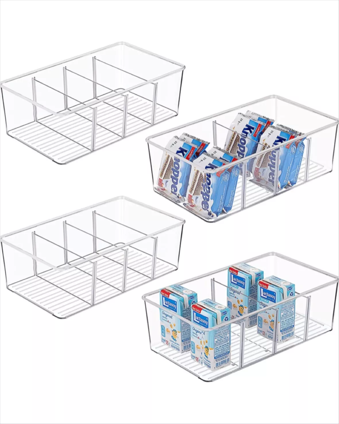 Vtopmart 6 Pack Clear Stackable Storage Organizer Bins with Bamboo Lids,  Large Plastic Containers with Handle for Pantry, Bathroom, Closet, Shelf