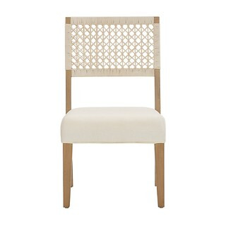 Kallie Woven Dining Chair with Handwoven Rope & Off White Linen Blend | Ballard Designs, Inc.