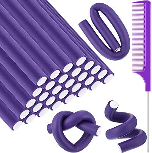 30 Pieces Flexible Curling Rods Twist Foam Hair Rollers Soft Foam No Heat Hair Rods Rollers and 1... | Amazon (US)