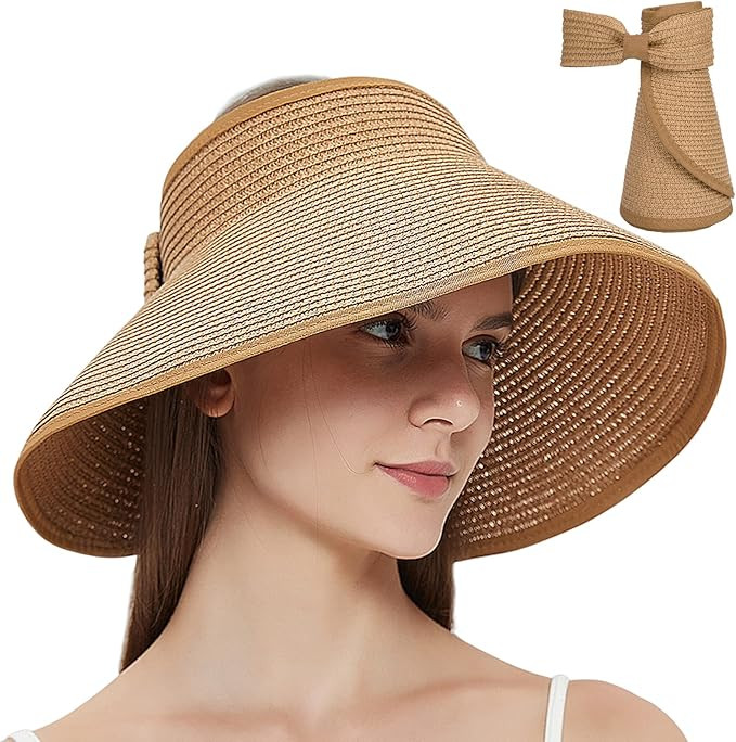 MAYLISACC Foldable Straw Sun Visors for Women, Sun Protecetion Wide Brim Sun Hats Adjustable Topl... | Amazon (US)