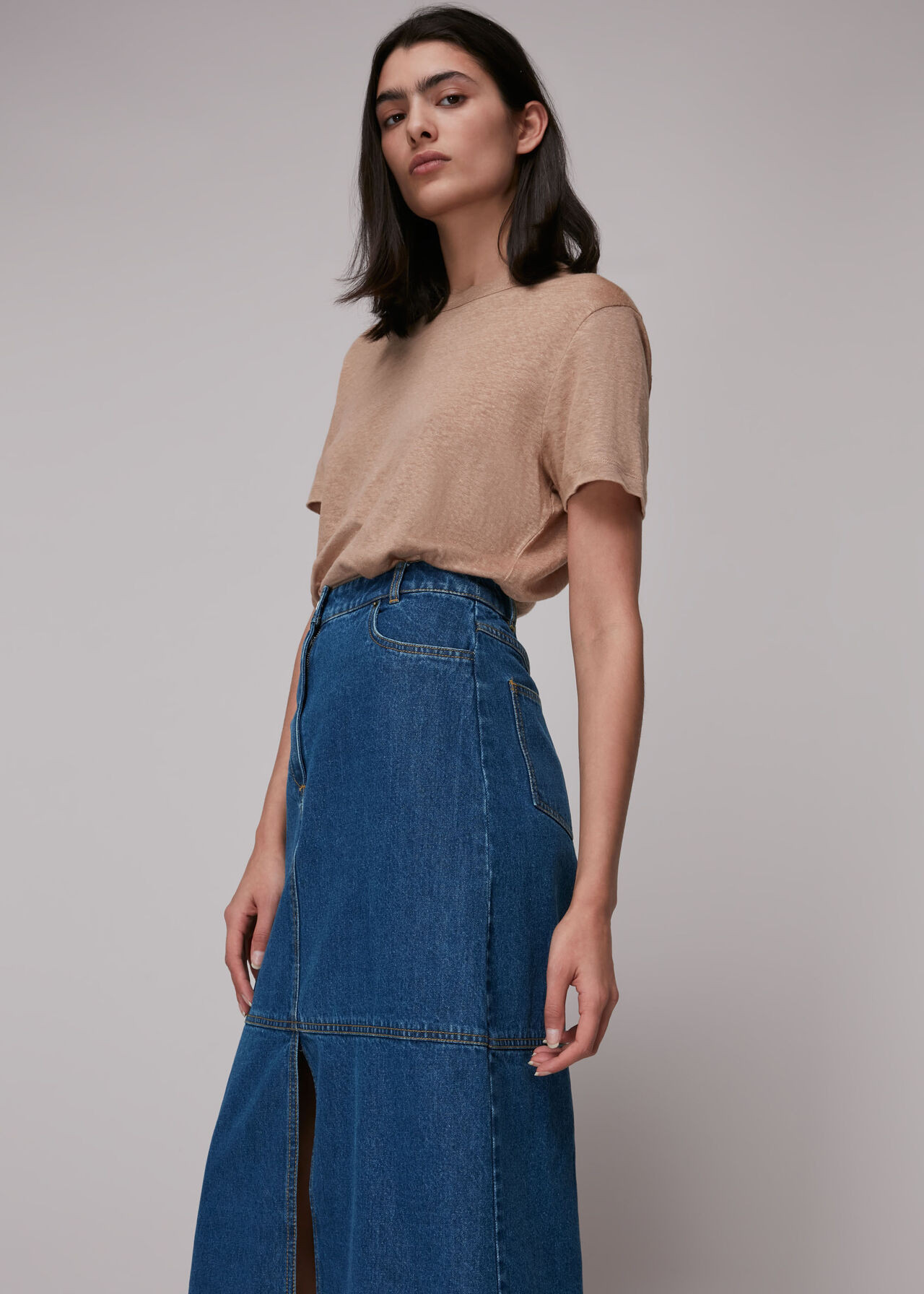 Denim Classic Denim Midi Skirt | WHISTLES | | Whistles
