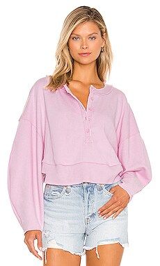 Lovers + Friends Oversized Henley Pullover in Ballerina Pink from Revolve.com | Revolve Clothing (Global)