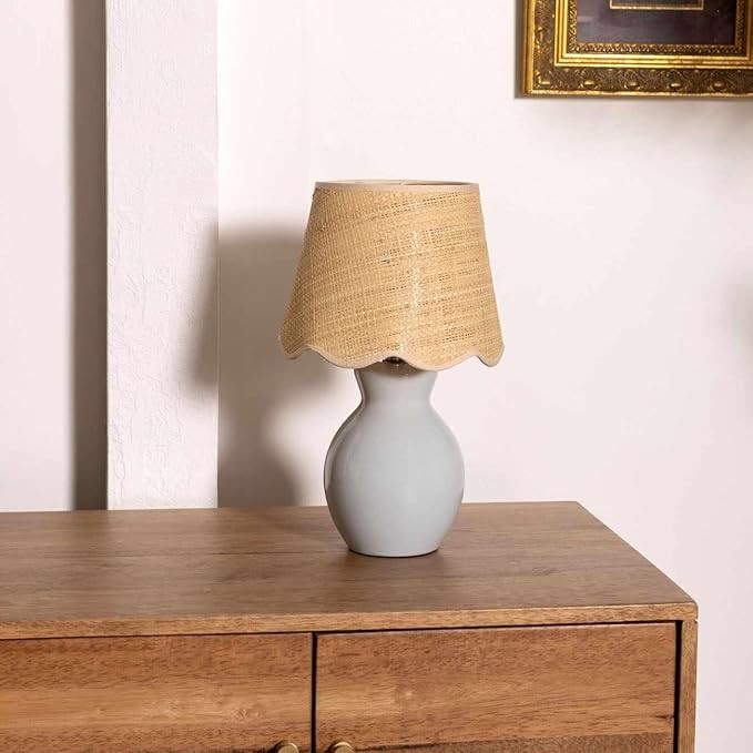 BoutiqueRugs Liliac Boho Ceramic and Jute Bedside Table Lamp for Bedroom Nightstand - End Side Li... | Amazon (US)