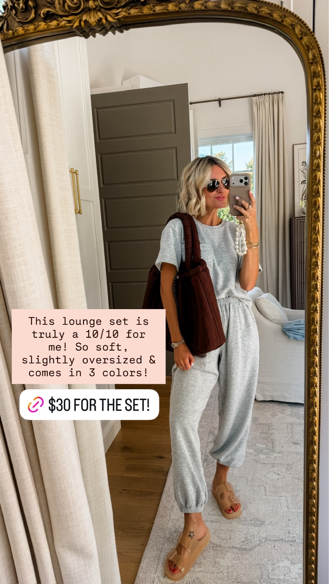 This lounge set is truly a 10/10! 👏🏼 It’s so comfortable, affordable, and the perfect set to wear going into fall! The set and bag are both on sale! Wearing size S! 

Loverly Grey, Target fashion finds, loungewear, lounge set, matching gray set, joggers, pocket tee, everyday casual outfit