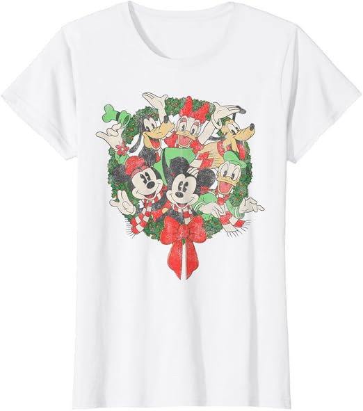 Disney Group Shot Christmas Wreath T-Shirt | Amazon (US)