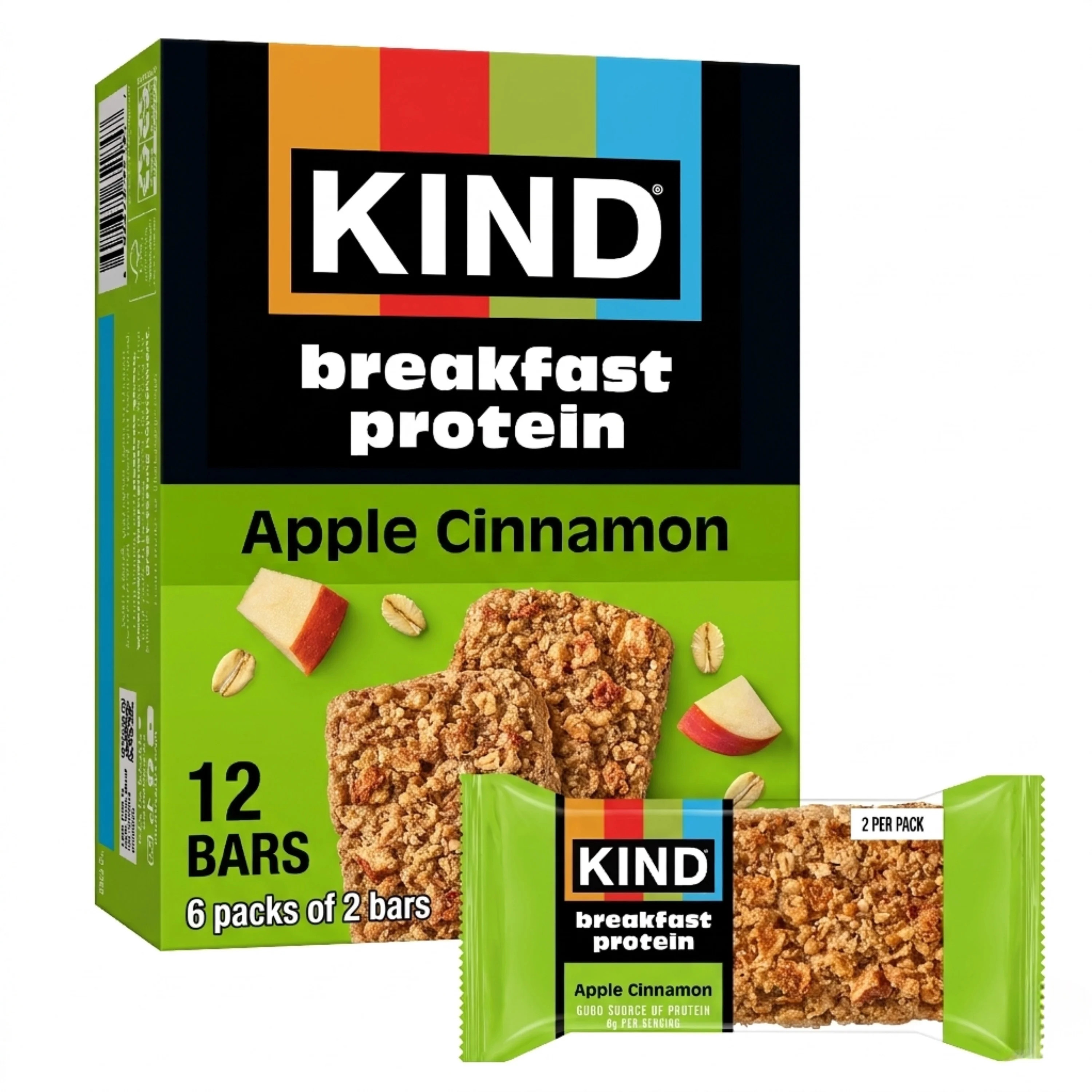 KIND, Gluten Free, Apple Cinnamon, Breakfast Protein Bars, 6-Count, 1 Cardboard Box | Walmart (US)