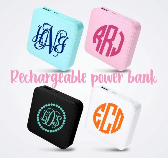 Monogrammed Rechargeable Power Bank | Phone Charger | Portable Charger | Etsy (US)