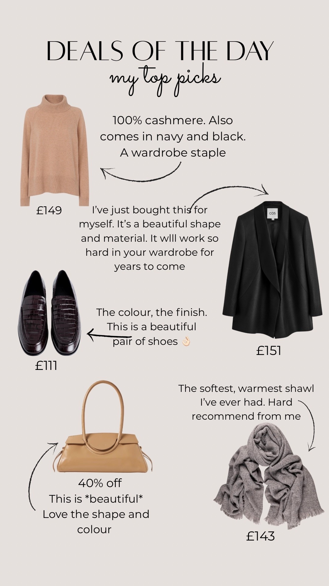 Wardrobe staples, camel cashmere jumper, cashmere sweater, black tuxedo jacket, classic black jacket, croc loafers, classic camel bag, cashmere shawl 

#LTKstyletip

#LTKCyberWeek #LTKSaleAlert