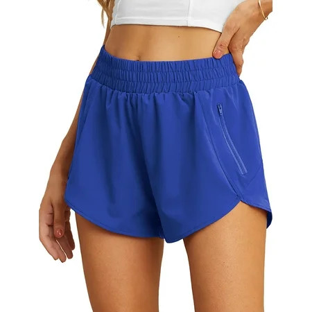 Cueply Women's Running Shorts High Waisted Athletic Gym Workout Shorts with Liner Zipper Pockets | Walmart (US)