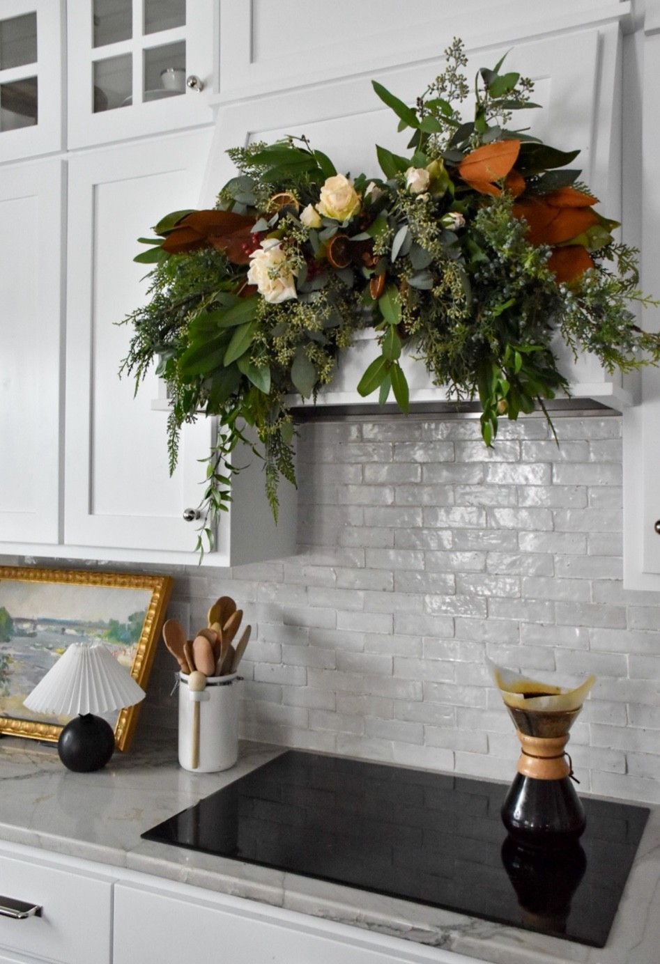 Holiday decor ideas, Christmas decor for the kitchen, range hood swag, mantle swag 

#LTKunder100 #LTKHoliday #LTKhome