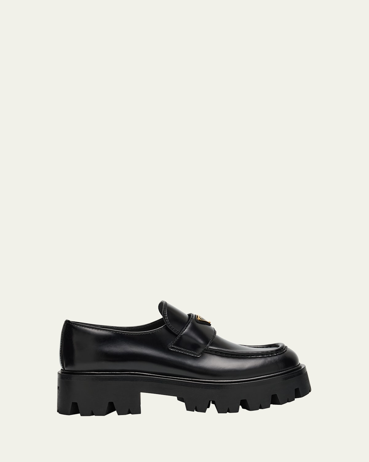 Platform Leather Triangle Logo Loafers | Bergdorf Goodman
