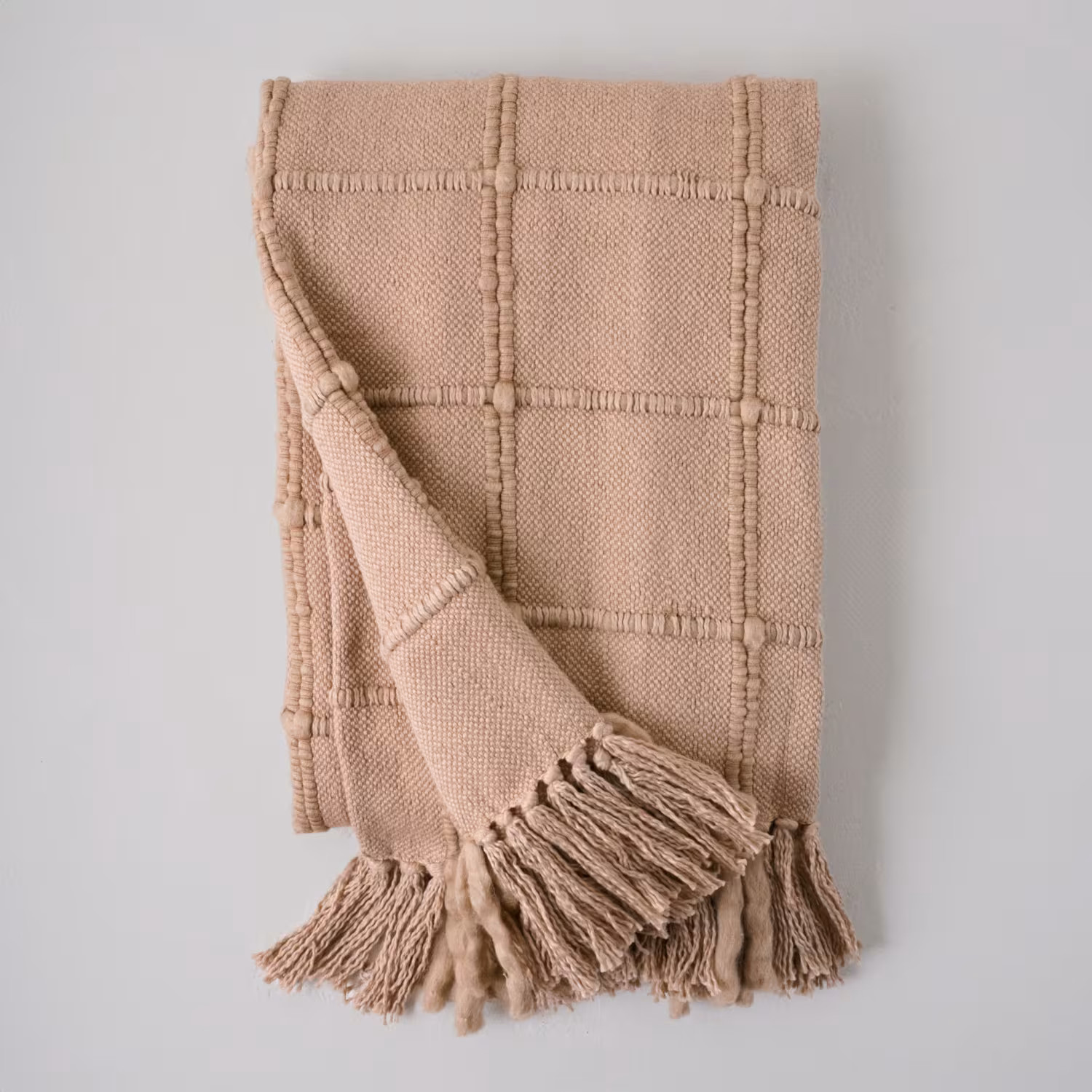 Oatmeal Windowpane Tassel Throw | Magnolia