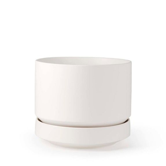 REVIVAL Ceramics Round Two White Planter Pot | Williams-Sonoma