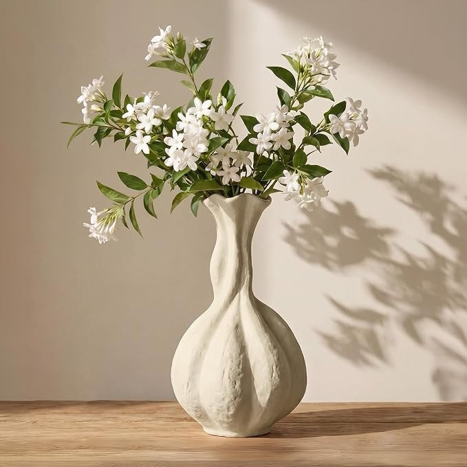 DOWAN Ceramic Flower Vase, 10" Decorative Pampas Vase for Home Decor, Modern Farmhouse Pottery Va... | Amazon (US)