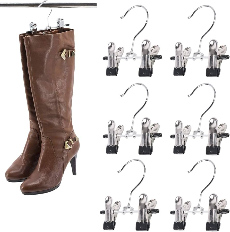 Double Adjustable Clips Boots Hangers,Space Saving Boots Socks Bags Hanging Clips Boot Holder Boo... | Amazon (US)