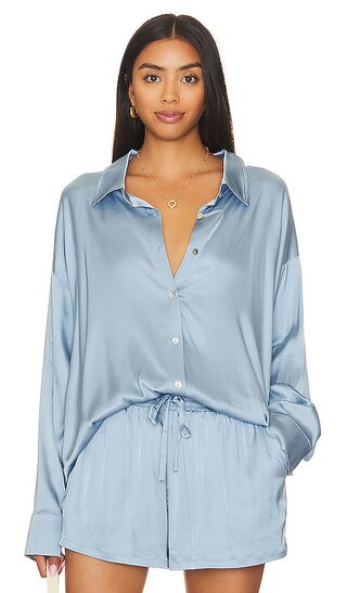 Capri Button Down in Blue Grotto | Revolve Clothing (Global)