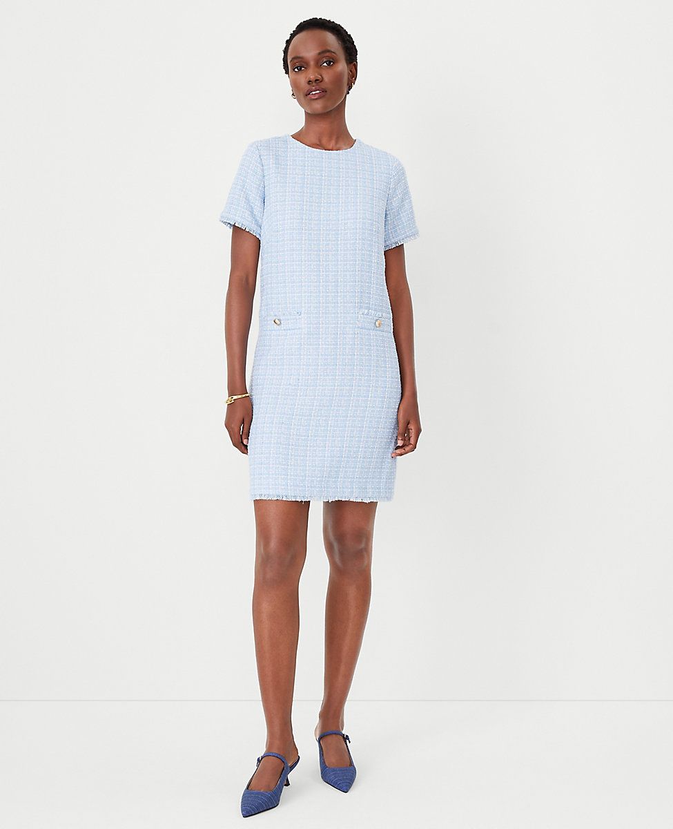 Tweed Button Pocket Shift Dress | Ann Taylor (US)